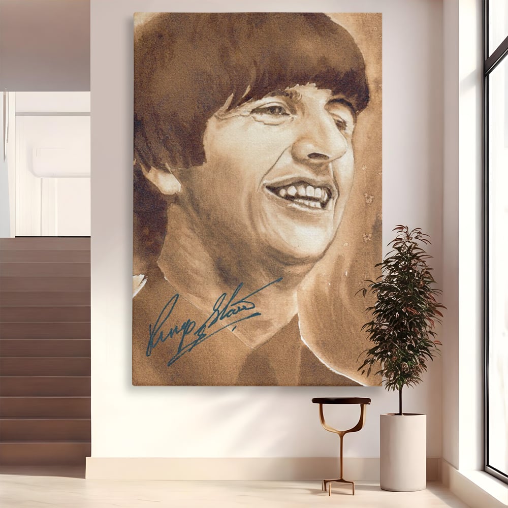 Tablou canvas cu tablou canvas portret ringo starr, fara rama, pe sasiu de lemn